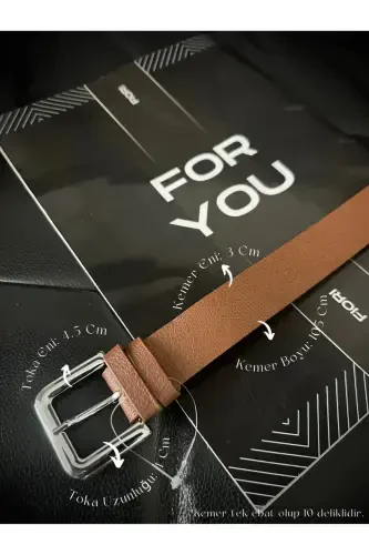 Square Basic Women's Trouser Belt, Jacket Belt, Dress Belt, Shirt Belt-TOBACCO - 4