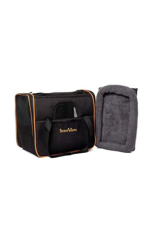 Square Model Durable Plastic Mesh Cat and Dog Carrier Bag-Black - 1