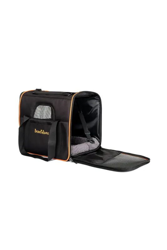 Square Model Durable Plastic Mesh Cat and Dog Carrier Bag-Black - 3
