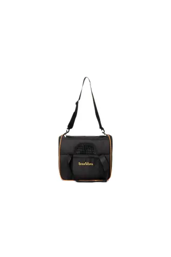 Square Model Durable Plastic Mesh Cat and Dog Carrier Bag-Black - 4