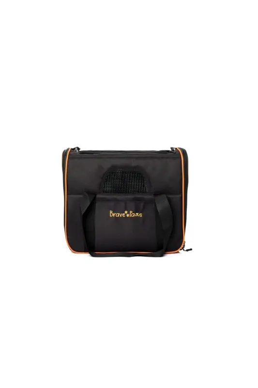 Square Model Durable Plastic Mesh Cat and Dog Carrier Bag-Black - 6