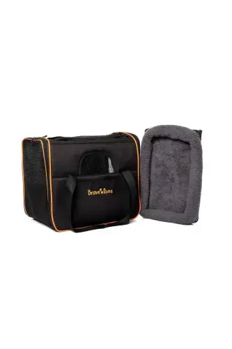 Square Model Durable Plastic Mesh Cat and Dog Carrier Bag-Black - 1