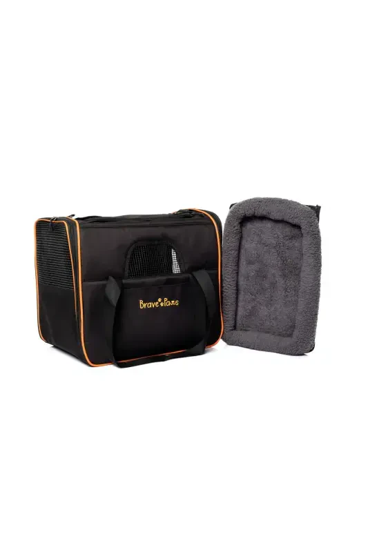 Square Model Durable Plastic Mesh Cat and Dog Carrier Bag-Black - 1