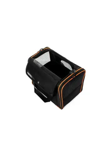 Square Model Durable Plastic Mesh Cat and Dog Carrier Bag-Black - 7