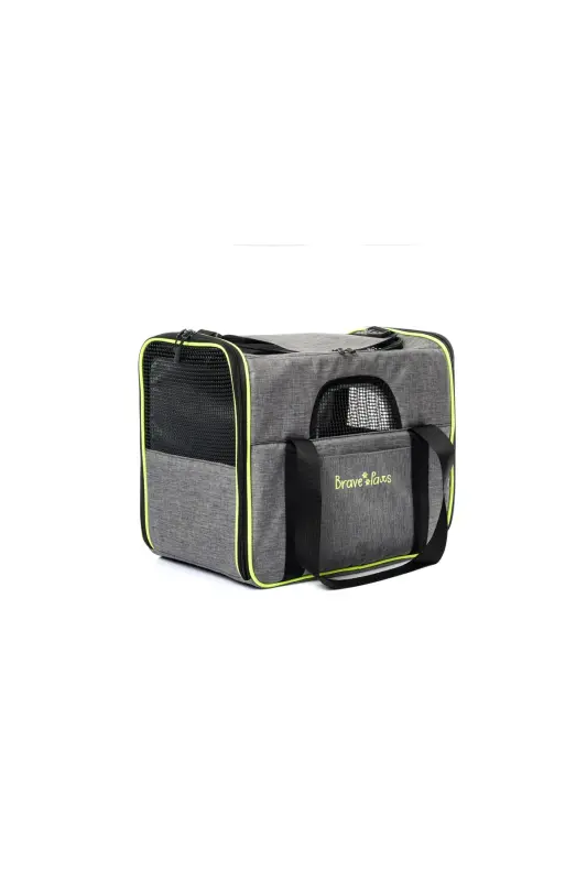 Square Model Durable Plastic Mesh Cat and Dog Carrier-Gray - 2