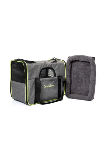 Square Model Durable Plastic Mesh Cat and Dog Carrier-Gray - 3