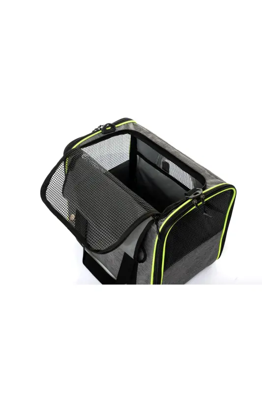 Square Model Durable Plastic Mesh Cat and Dog Carrier-Gray - 5