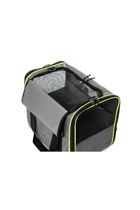 Square Model Durable Plastic Mesh Cat and Dog Carrier-Gray - 4