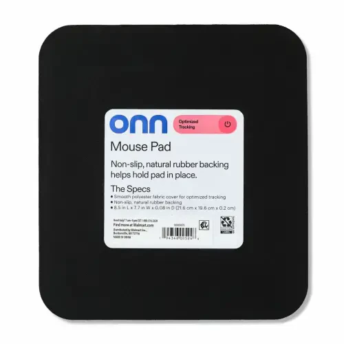 Square mouse pad with polyester surface and non-slip natural rubber backing, black. - 6