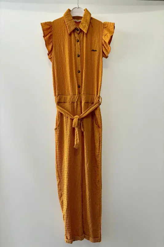 SQUARE NECK JUMPSUIT-MUSTARD - 2