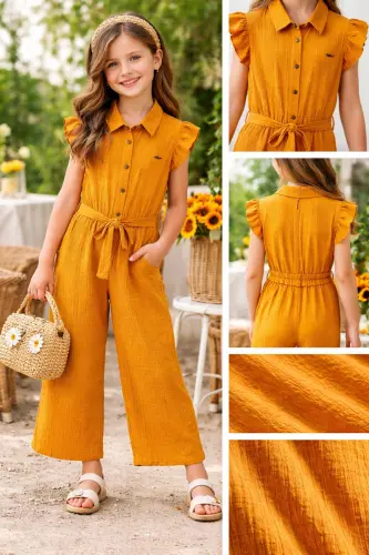 SQUARE NECK JUMPSUIT-MUSTARD 
