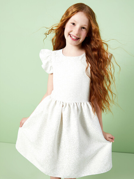 Square Neck Patterned Girl's Dress - 1