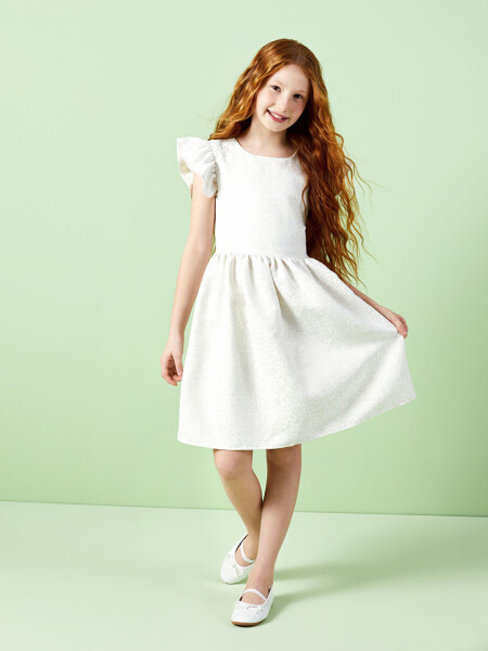 Square Neck Patterned Girl's Dress - 2