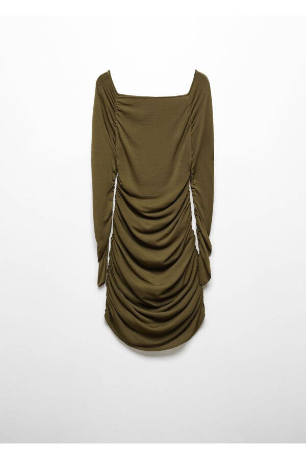 Square Neck Ruched Dress - 3