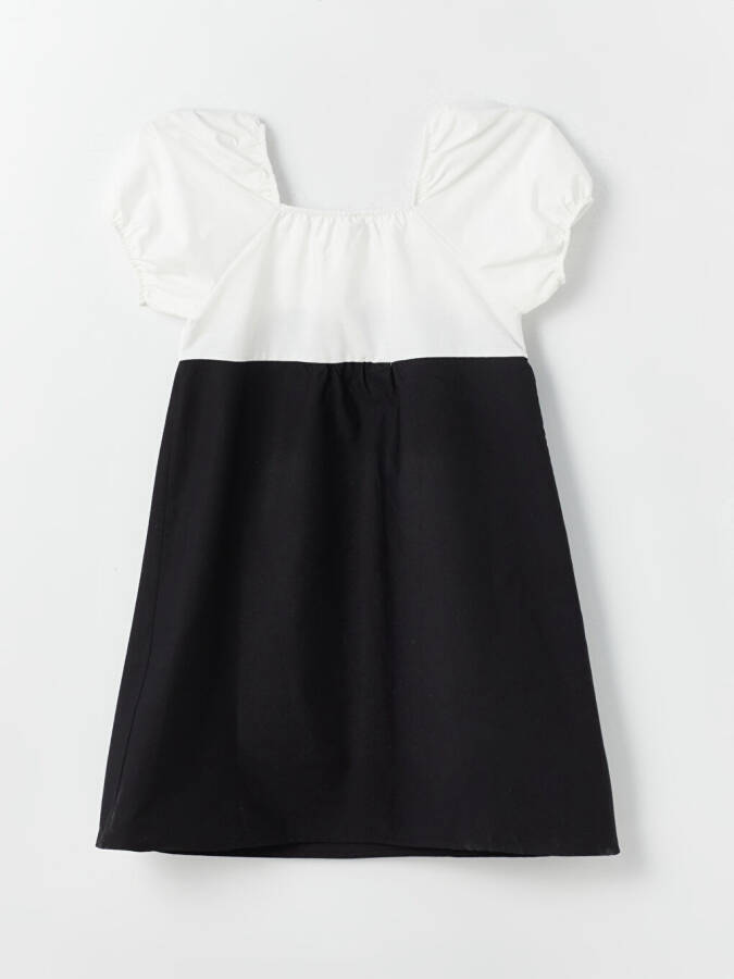 Square Neck Short Sleeve Girl Dress - 2