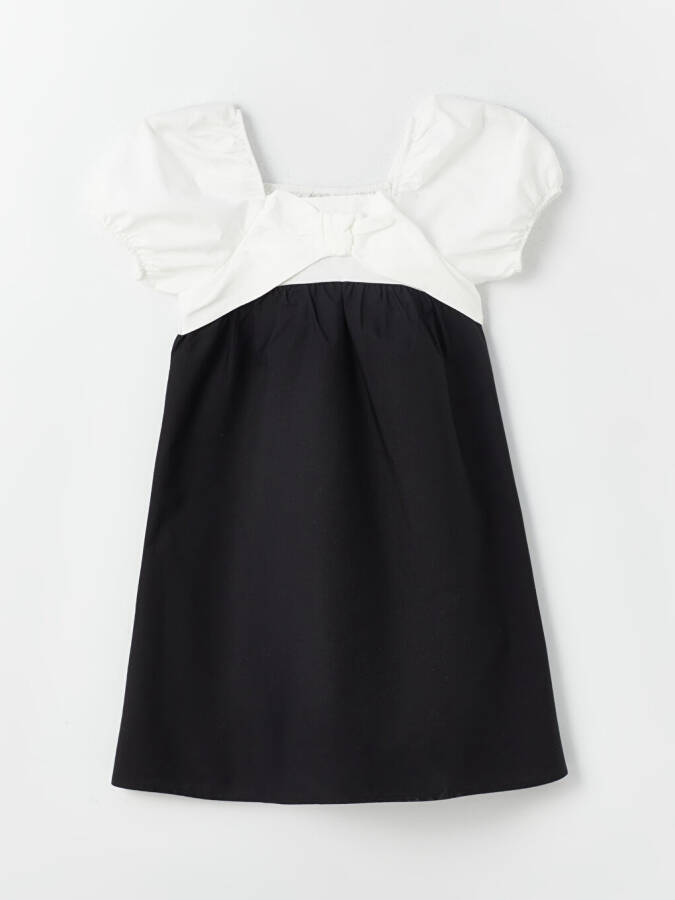 Square Neck Short Sleeve Girl Dress - 4