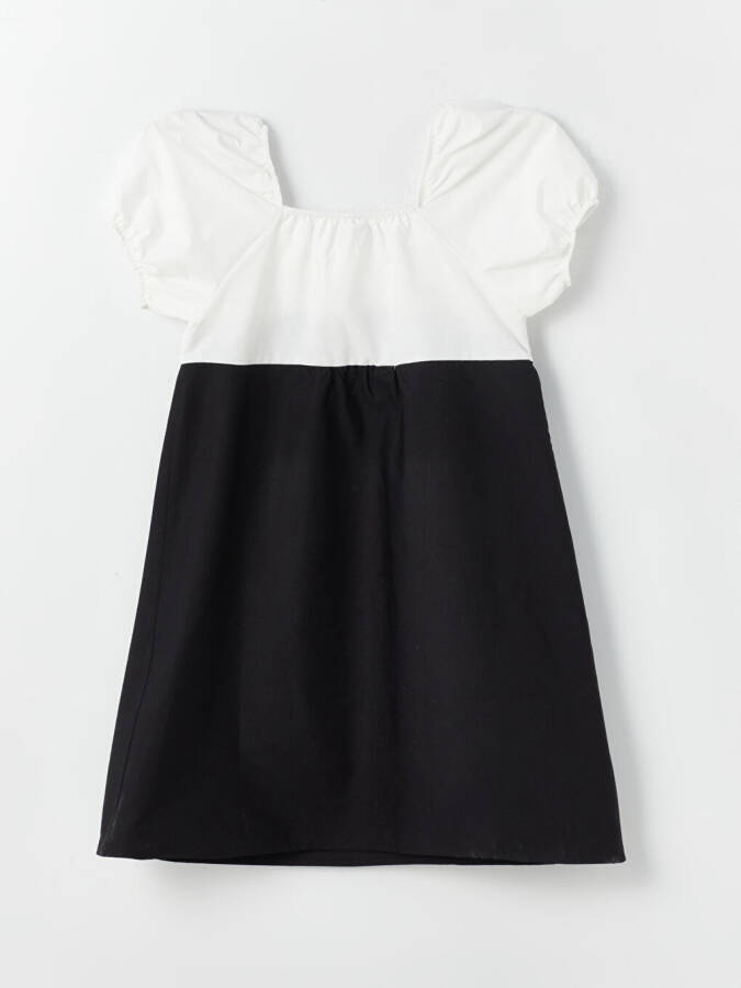 Square Neck Short Sleeve Girl Dress - 5