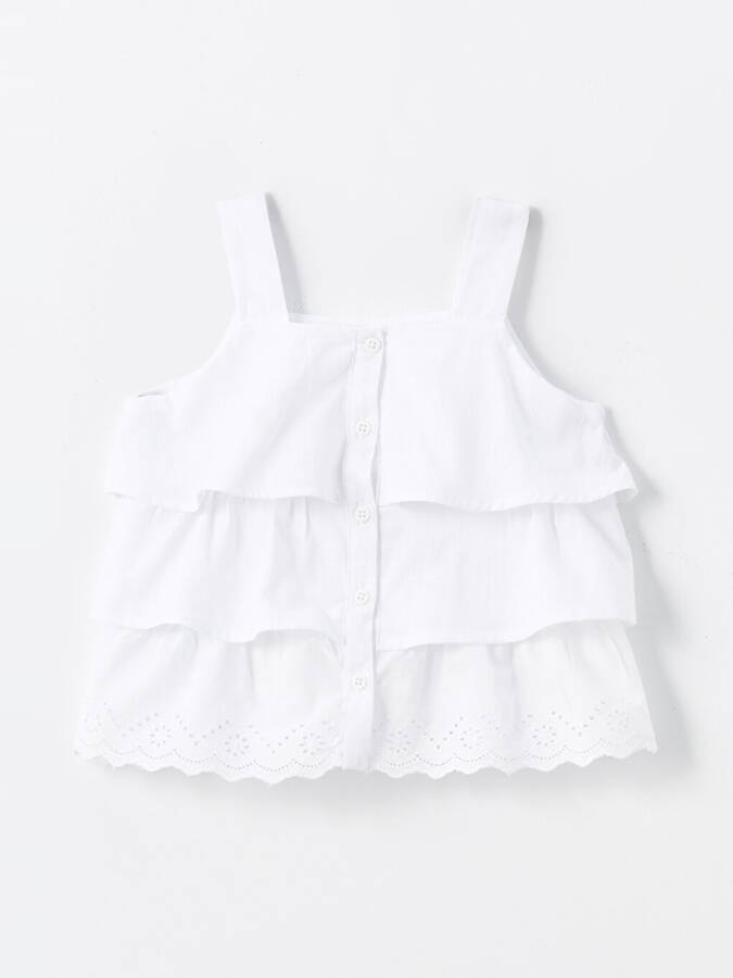 Square Neck Strappy Baby Girl Blouse and Shorts 2 Piece Set - 7