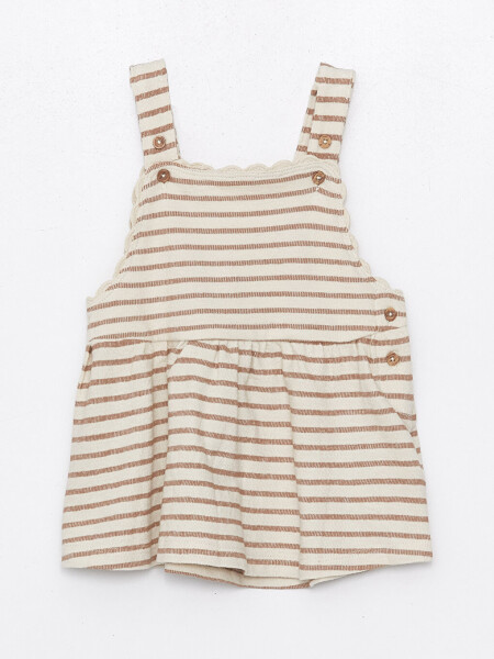 Square Neck Striped Baby Girl Dress and T-Shirt 2 Piece Set - 14