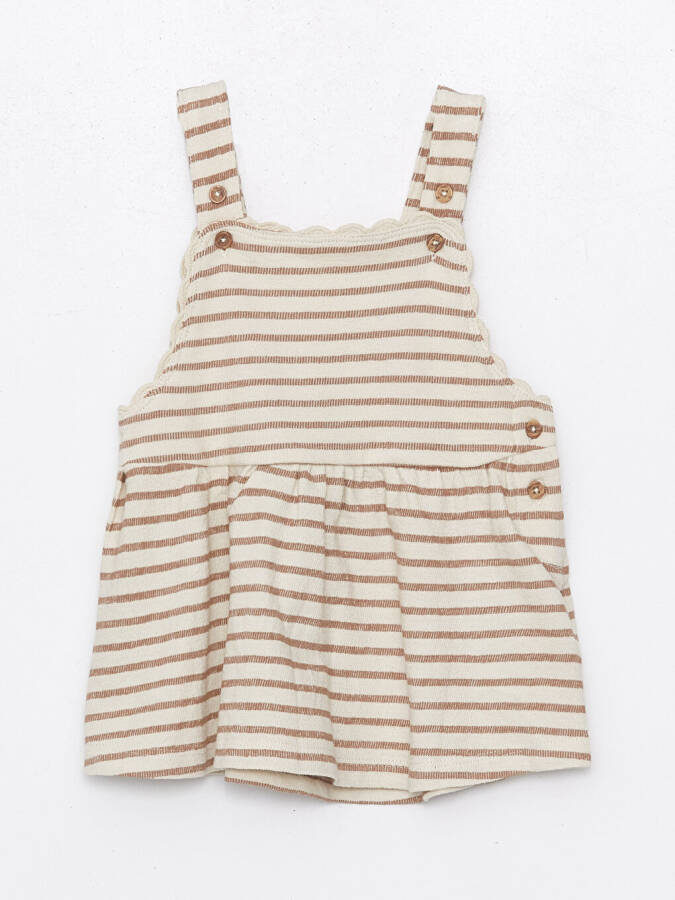 Square Neck Striped Baby Girl Dress and T-Shirt 2 Piece Set - 14