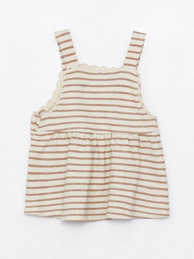 Square Neck Striped Baby Girl Dress and T-Shirt 2 Piece Set - 7