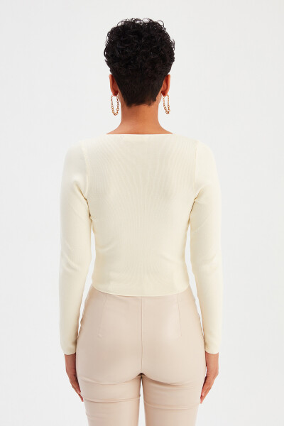 Square Neck Sweater - Ecru - 5