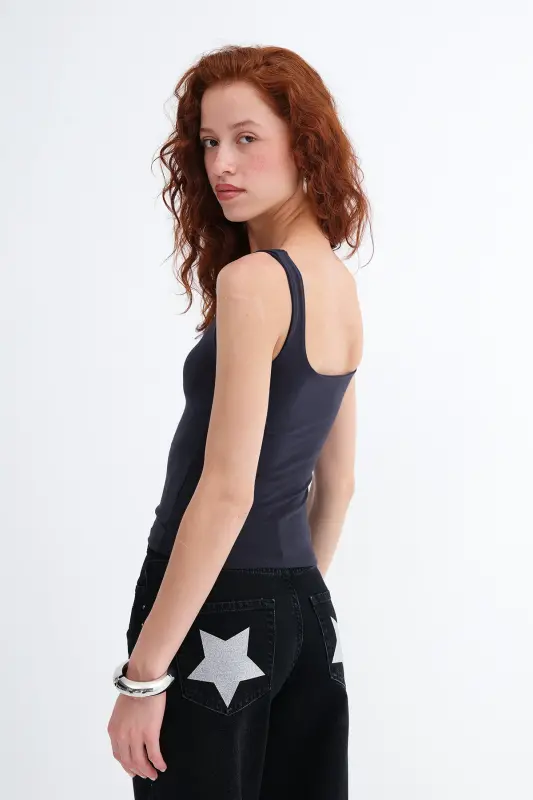 Square Neck Tank Top A1560-W13 - Anthracite - 6