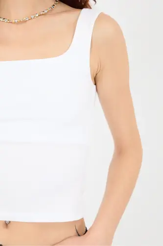 Square Neck Tank Top A1560-W13-White - 3