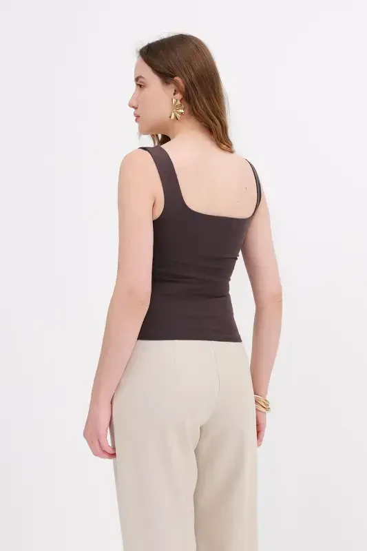 Square Neck Tank Top A1560-W13-Z.Coffee - 6
