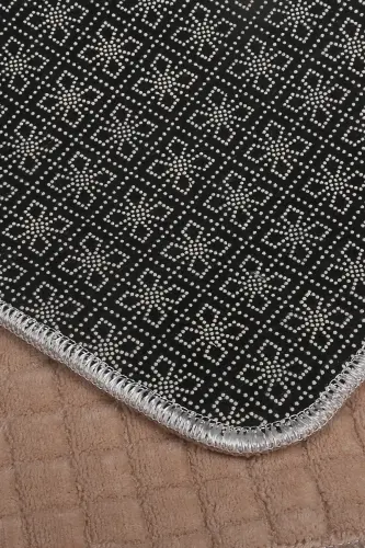 Square Plus Mink 80x150+50x80 Large Size Bath Mat Set Non-Slip Washable Toilet Seat Cover Set-Coffee - 3