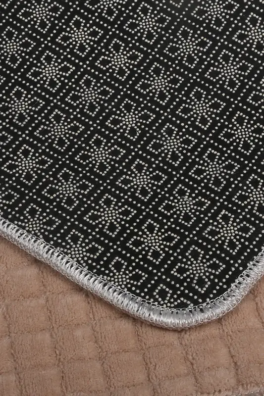 Square Plus Mink 80x150+50x80 Large Size Bath Mat Set Non-Slip Washable Toilet Seat Cover Set-Coffee - 3