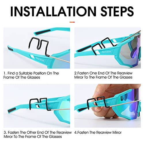 SquEqu Bike Mirror Cycling Glasses Mount Rear View Mirror Bicycle Rearview Mirrors Adjustable Wide Angle Back View for Mountain Road Riding Sunglasses Shortsighted Myopia Glasses - 7