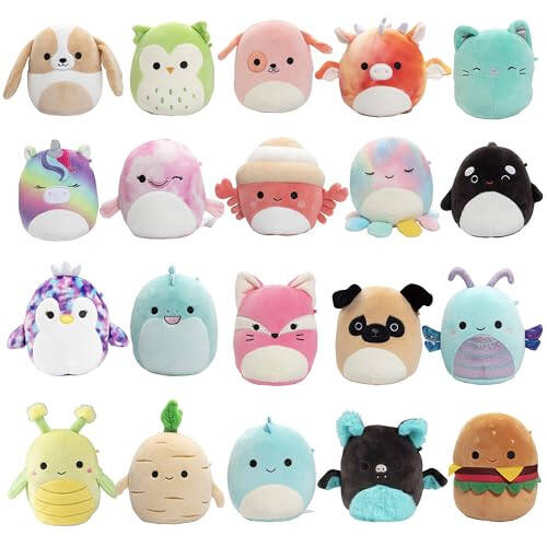 Squishmallows Asl Sirli Quti 5 Dyuymli Plyush 5 Paket - Rasmiy Jazwares Plyushi - Kolleksiyali Yumshoq va Siqiladigan Mini Plyush Hayvon O'yinchoq - Jamoangizga Qo'shing - Bolalar, Qizlar va O'g'il Bolalar Uchun Sovg'a - 50