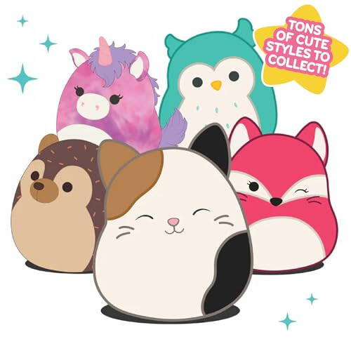 Squishmallows Оригинальная Таинственная Коробка 5-дюймовый плюшевый 5-Pack - Официальный плюшевый Jazwares - Коллекционная мягкая и сжимаемая миниатюрная мягкая игрушка - Добавьте в свою команду - Подарок для детей, девочек и мальчиков - 54