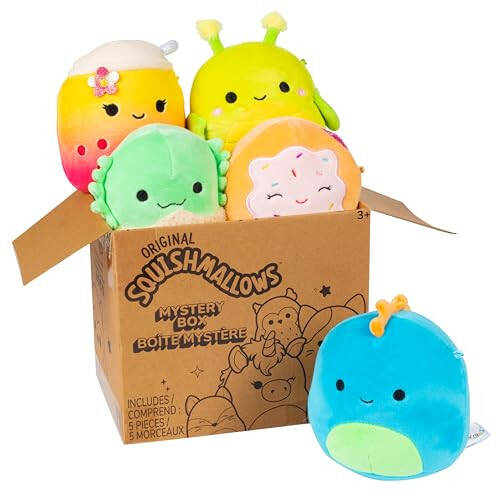 Squishmallows Оригинальная Таинственная Коробка 5-дюймовый плюшевый 5-Pack - Официальный плюшевый Jazwares - Коллекционная мягкая и сжимаемая миниатюрная мягкая игрушка - Добавьте в свою команду - Подарок для детей, девочек и мальчиков - 1