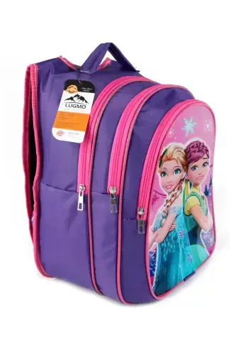 Средняя школа Начальная школа Сумка И Ланч-бокс 3 Кармана Мягкий Двойной Принцесса Фиолетовый-Фиолетовый - LUGMO (1)