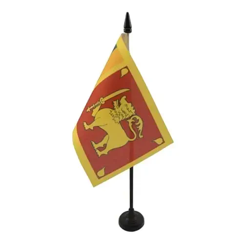 Sri Lanka Stol Bayrog'i 4'' x 6'' - Shri-Lankalik Stol Bayrog'i 15 x 10 sm. - Qora plastik tayoq va taglik - AZ FLAG - 2