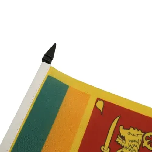 Sri Lanka Stol Bayrog'i 4'' x 6'' - Shri-Lankalik Stol Bayrog'i 15 x 10 sm. - Qora plastik tayoq va taglik - AZ FLAG - 5