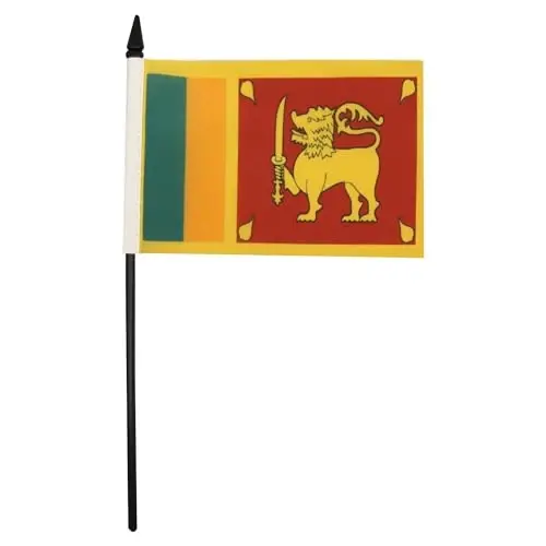 Sri Lanka Stol Bayrog'i 4'' x 6'' - Shri-Lankalik Stol Bayrog'i 15 x 10 sm. - Qora plastik tayoq va taglik - AZ FLAG - 2