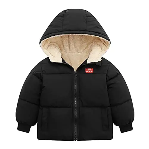 Srkrando Baby Girl Winter Fleece Coat Toddler Boy With Hood Puffer Jacket Down Outerwear - 1