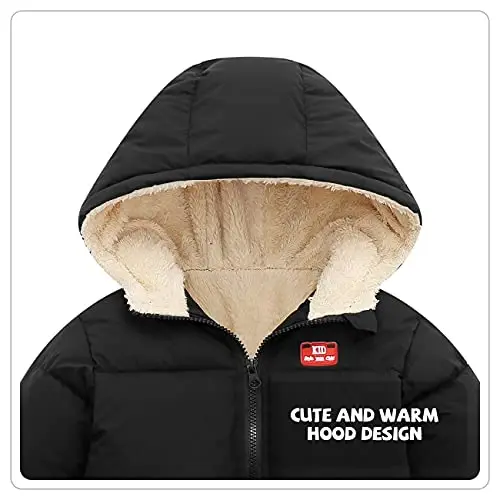 Srkrando Baby Girl Winter Fleece Coat Toddler Boy With Hood Puffer Jacket Down Outerwear - 4