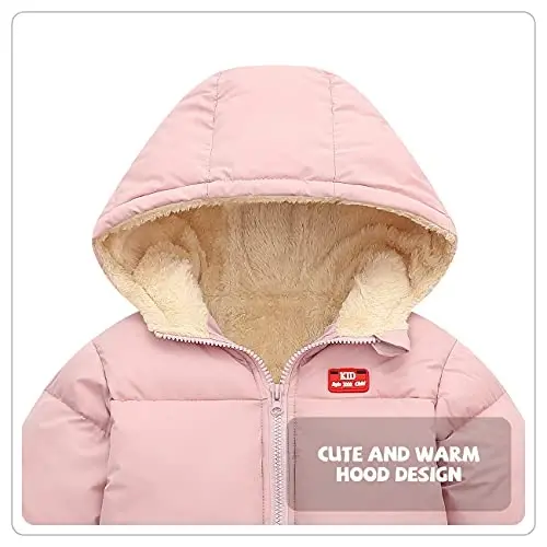 Srkrando Baby Girl Winter Fleece Coat Toddler Boy With Hood Puffer Jacket Down Outerwear - 4