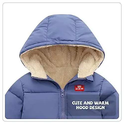 Srkrando Baby Girl Winter Fleece Coat Toddler Boy With Hood Puffer Jacket Down Outerwear - 4