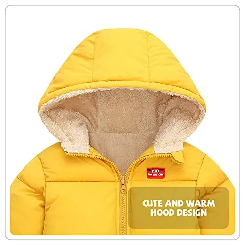 Srkrando Baby Girl Winter Fleece Coat Toddler Boy With Hood Puffer Jacket Down Outerwear - 4