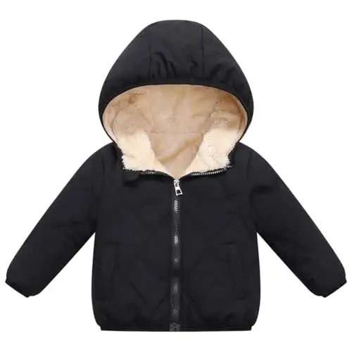Srkrando Baby Boy Winter Fleece Coat Toddler Puffer Jacket Infant Girl Outerwear Clothes 
