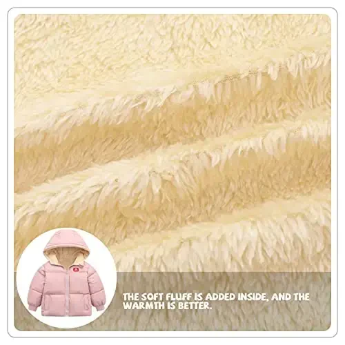 Srkrando Baby Girl Winter Fleece Coat Toddler Boy With Hood Puffer Jacket Down Outerwear - 6