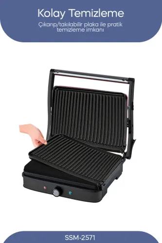 SSM-2571 2000 W Toast & Grill Machine – Practical Design with Cast Plates - Black - 7