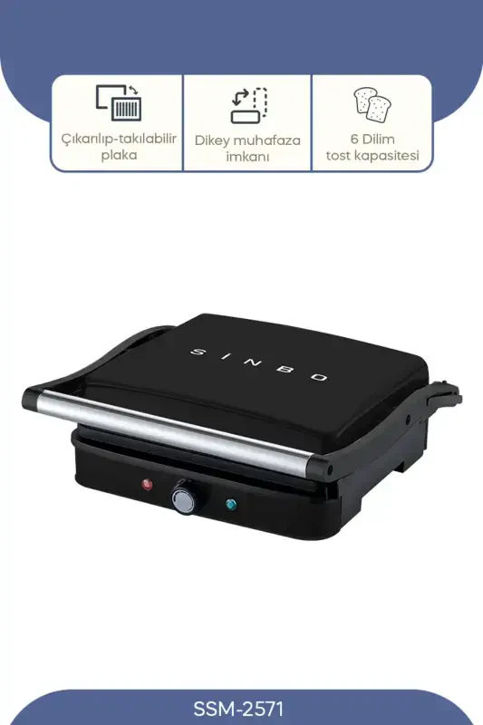Ssm-2571 Siyah 2000 W Tost Makinesi-siyah - SINBO