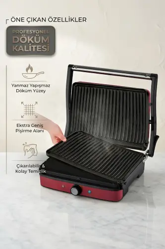 SSM-2571 Toaster – Removable Plate & 180 Degree Opening Body - Red - 4