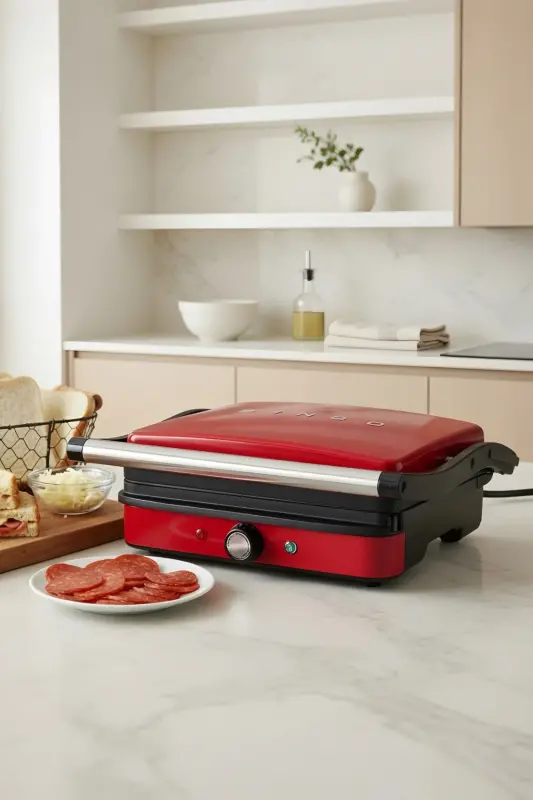 ССМ-2571 Тостер – Съемная пластина и корпус, открывающийся на 180 градусов – Красный - 1